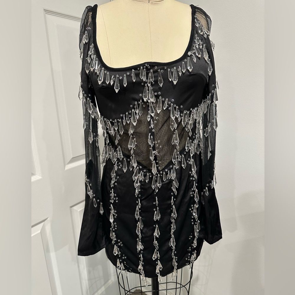 ASOS Black Dress with Clear Crystal Embellishments